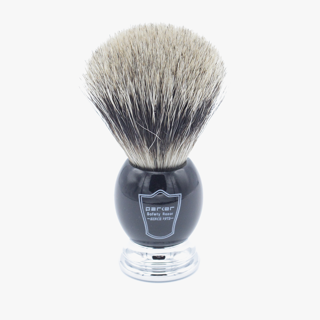 Parker BCPB Pure Badger Black/Chrome Shaving Brush w/Stand