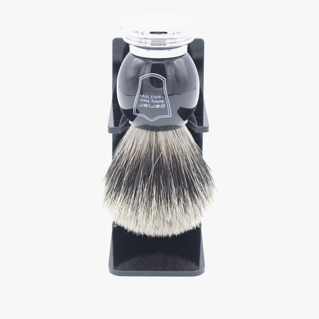 Parker BCPB Pure Badger Black/Chrome Shaving Brush w/Stand